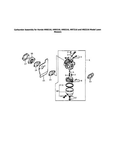 Carburetor assembly for hondas