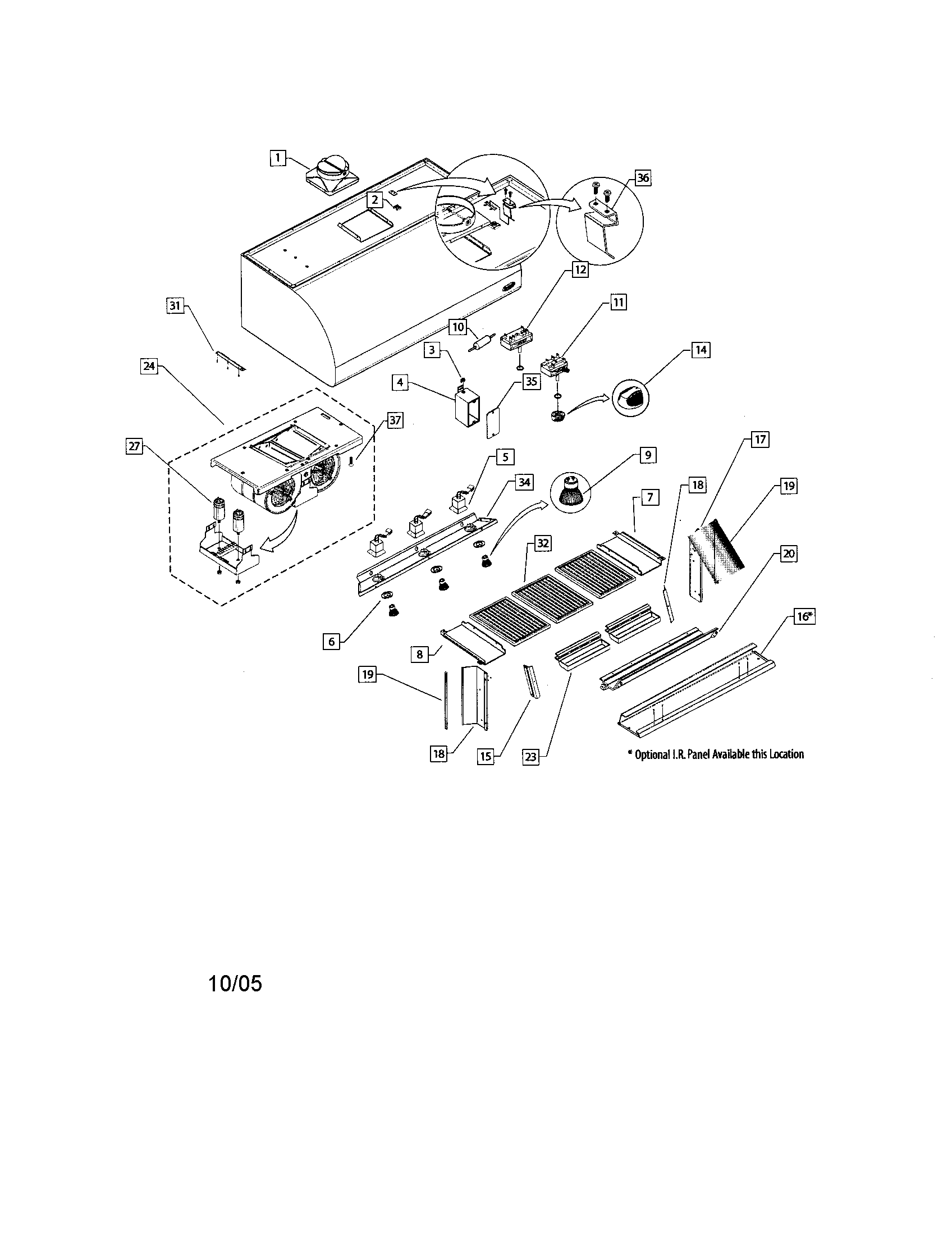 Wall mount hood assembly