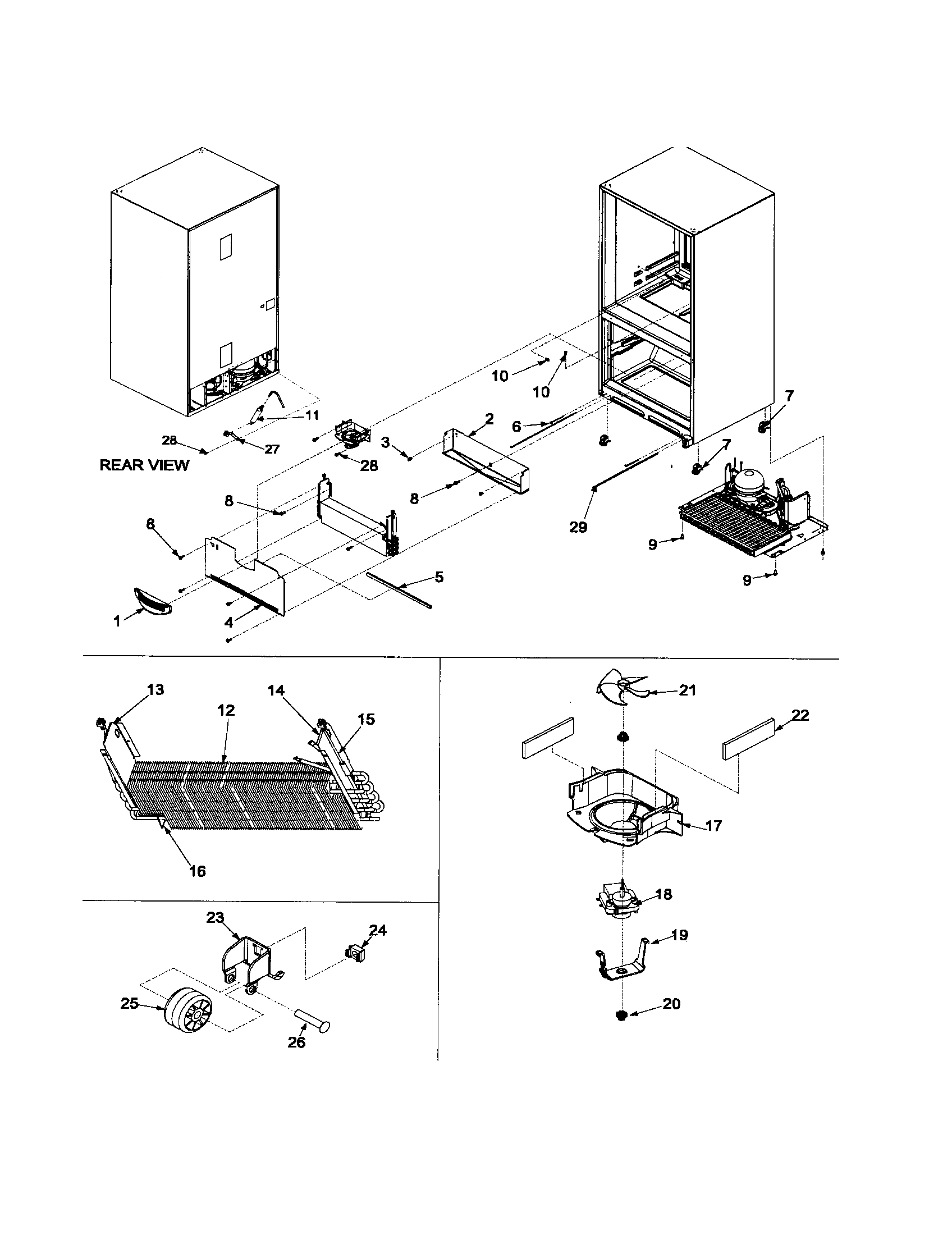 Evaporator area and rollers