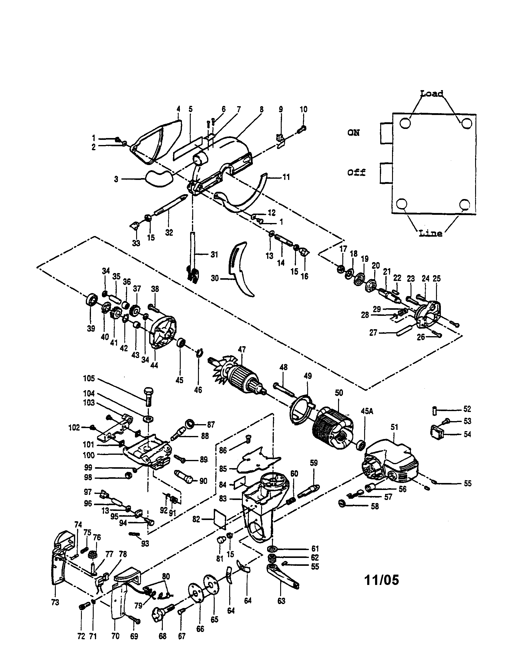 Blade guard/armature/motor housing
