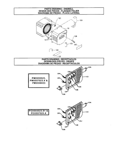 Endbell and receptacles