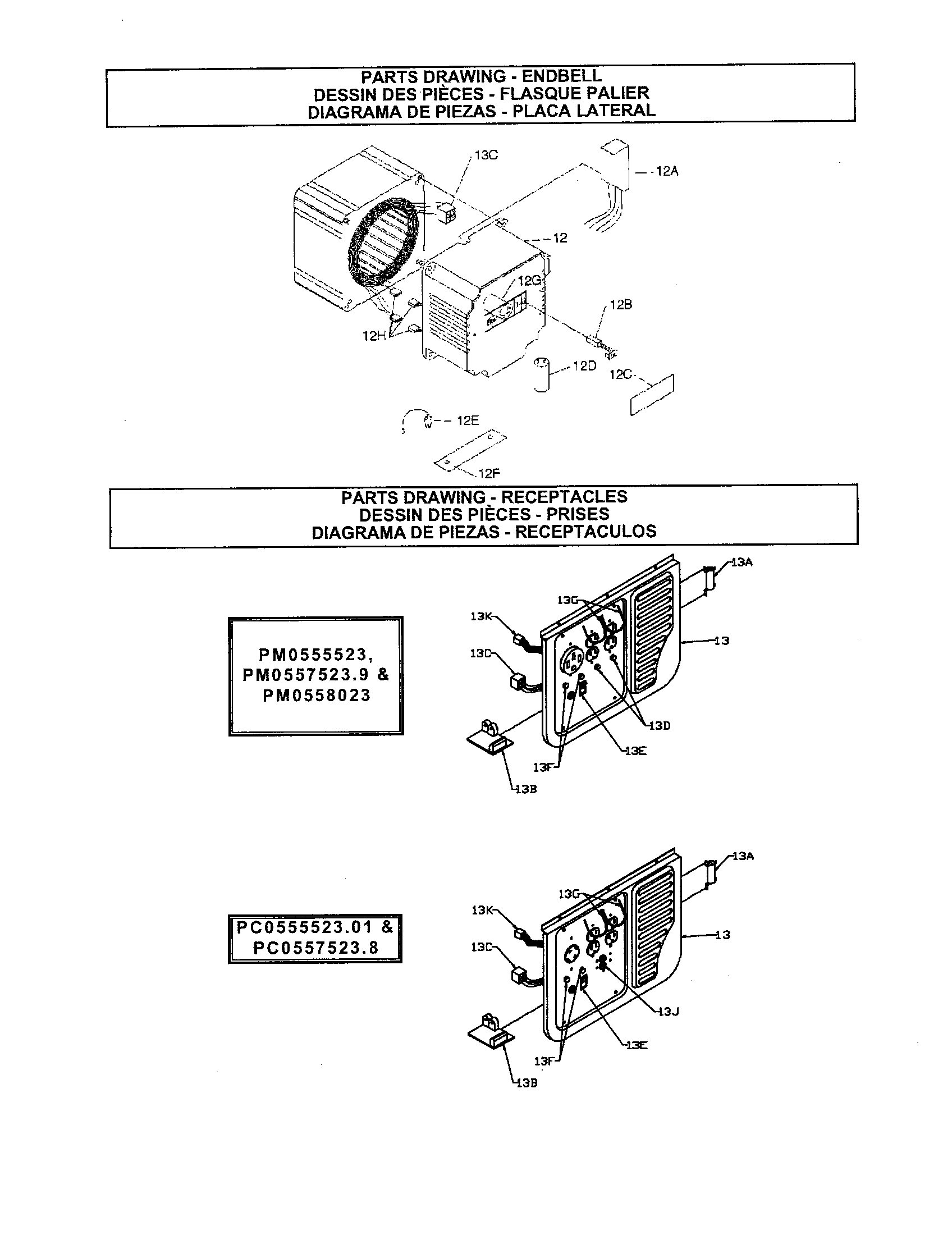 Endbell and receptacles