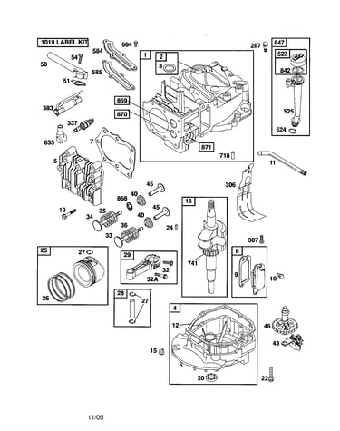 Cylinder/crankshaft/sump-engine