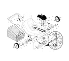 Craftsman 917376080 gear case/wheels/grassbag diagram