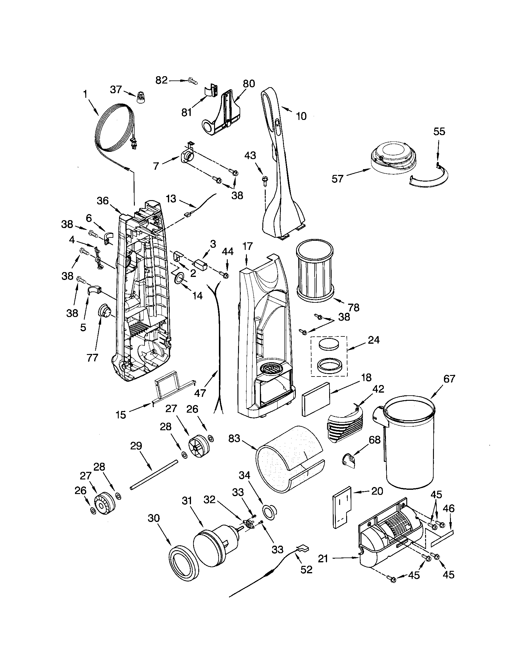 DUST COMPARTMENT AND MOTOR