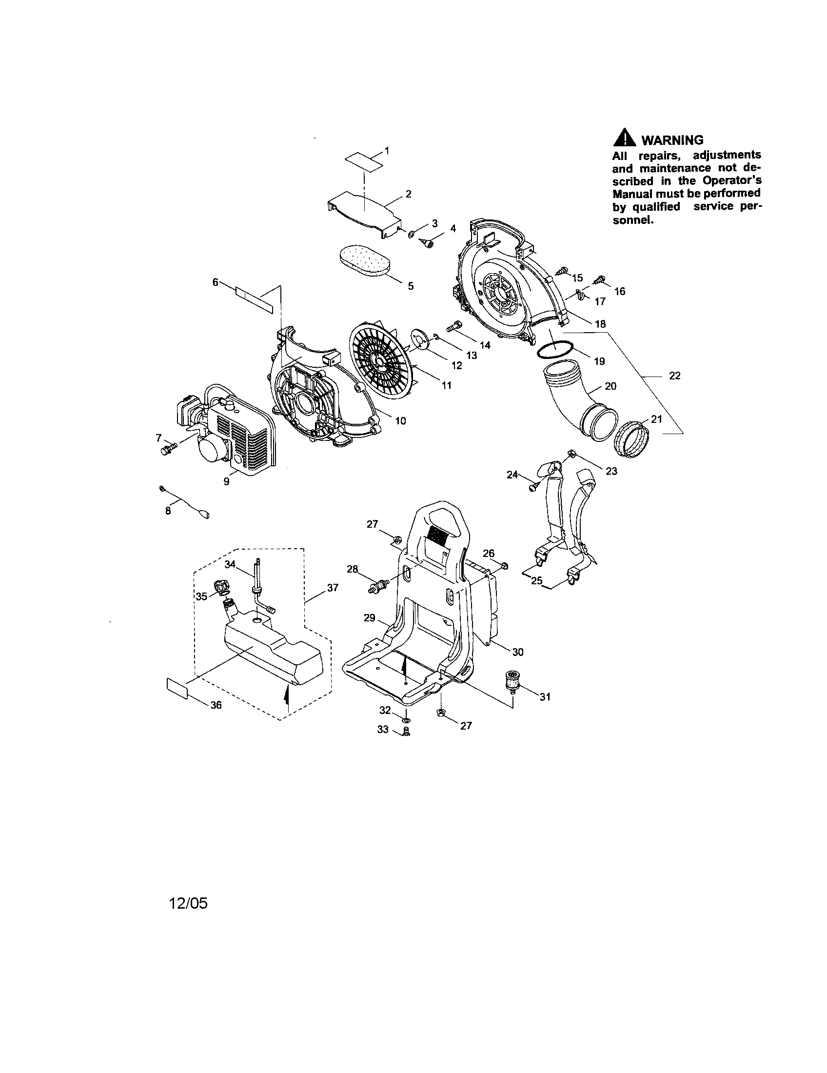 Fan housing/fuel tank/cover
