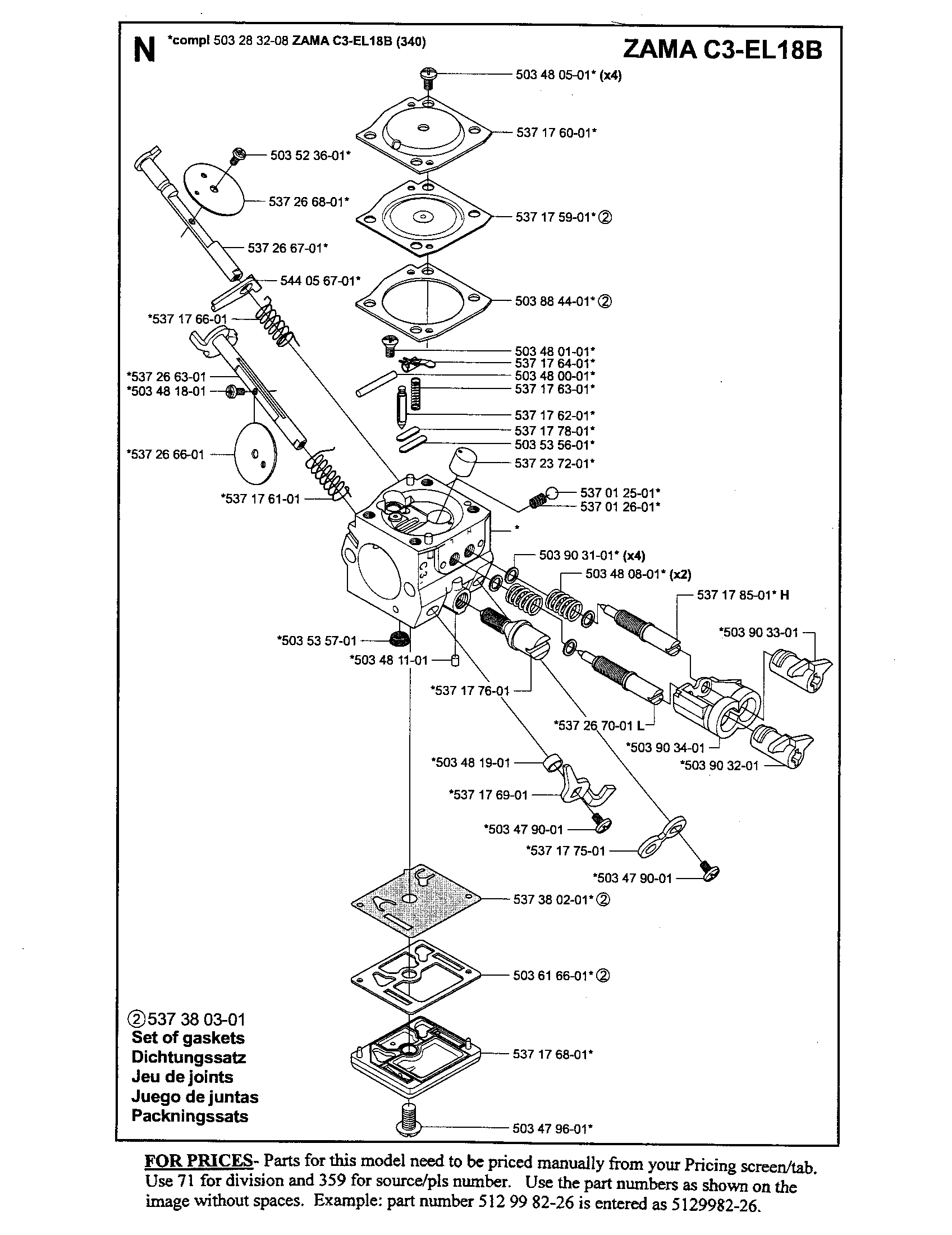 Carburetor zama c3-el18b