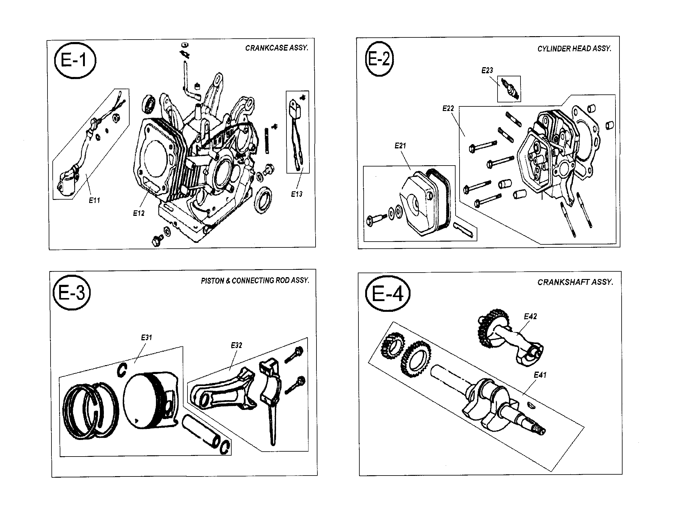 Crankcase/crankshaft/cylinder head