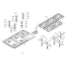 Bosch NGT945UC/01 grate/maintop/burner cap/jet holder diagram