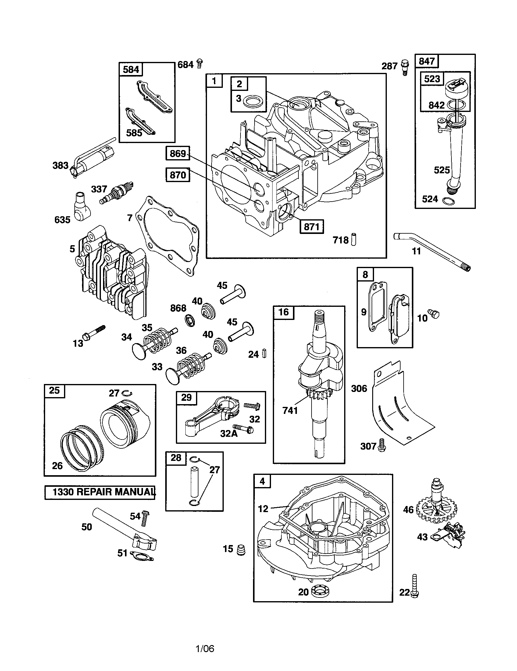 Cylinder/crankshaft/sump-engine