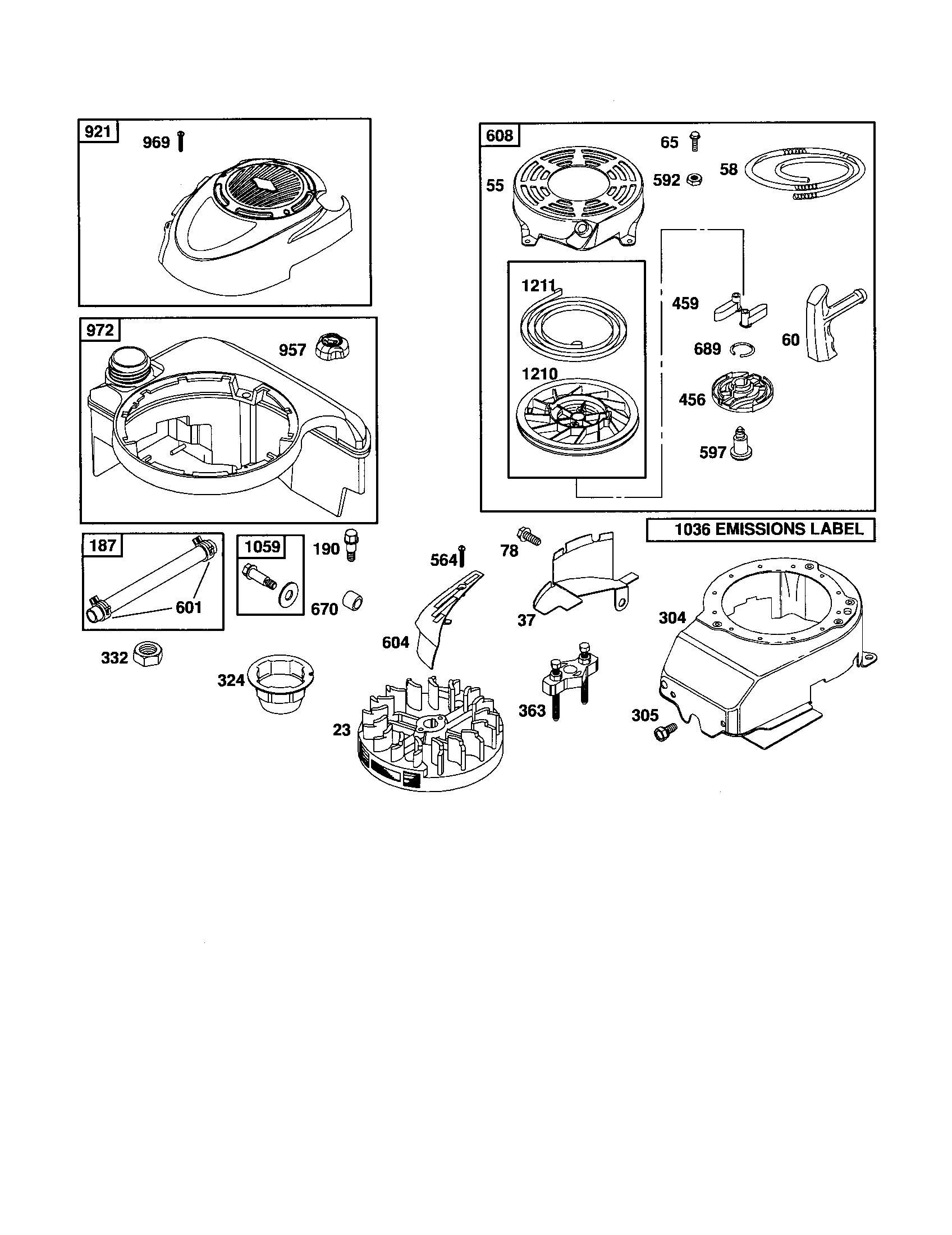 Rewind starter/blower housing