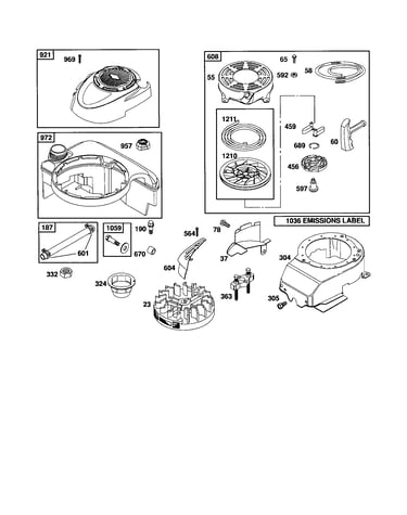 Rewind starter/blower housing