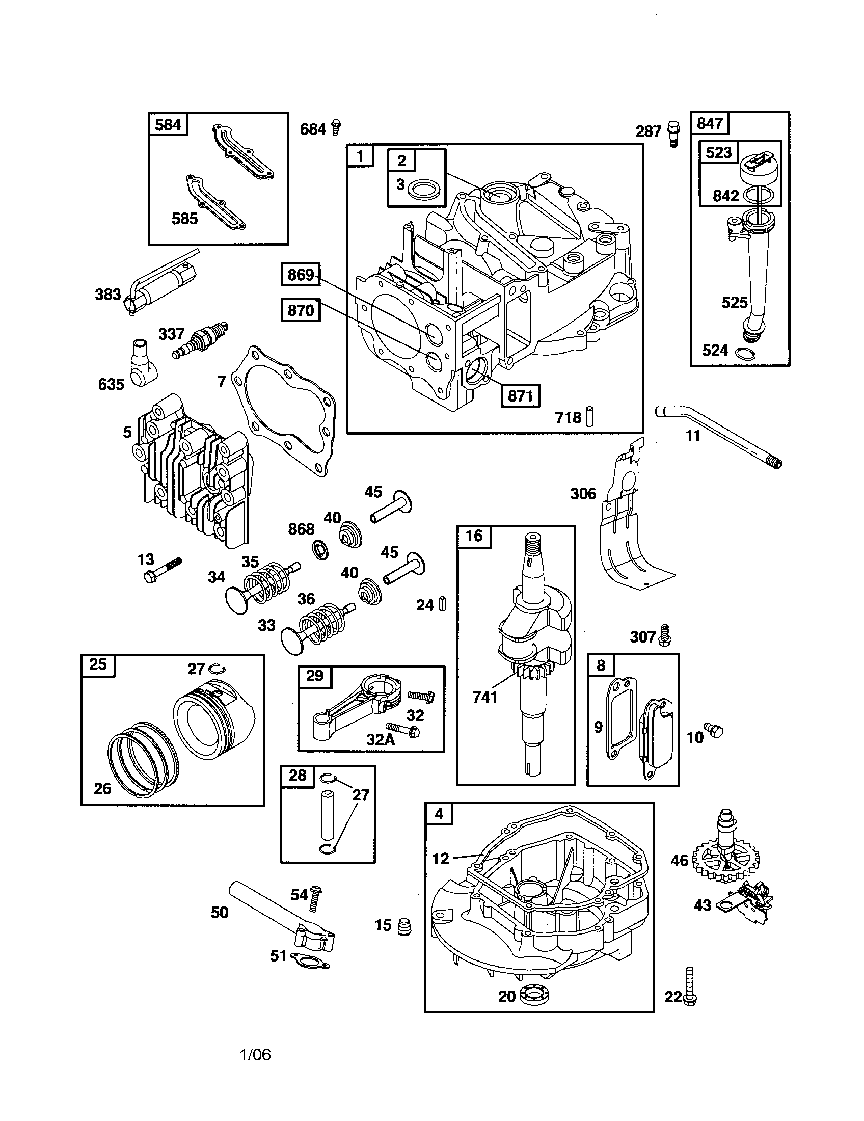 Cylinder/crankshaft/sump-engine