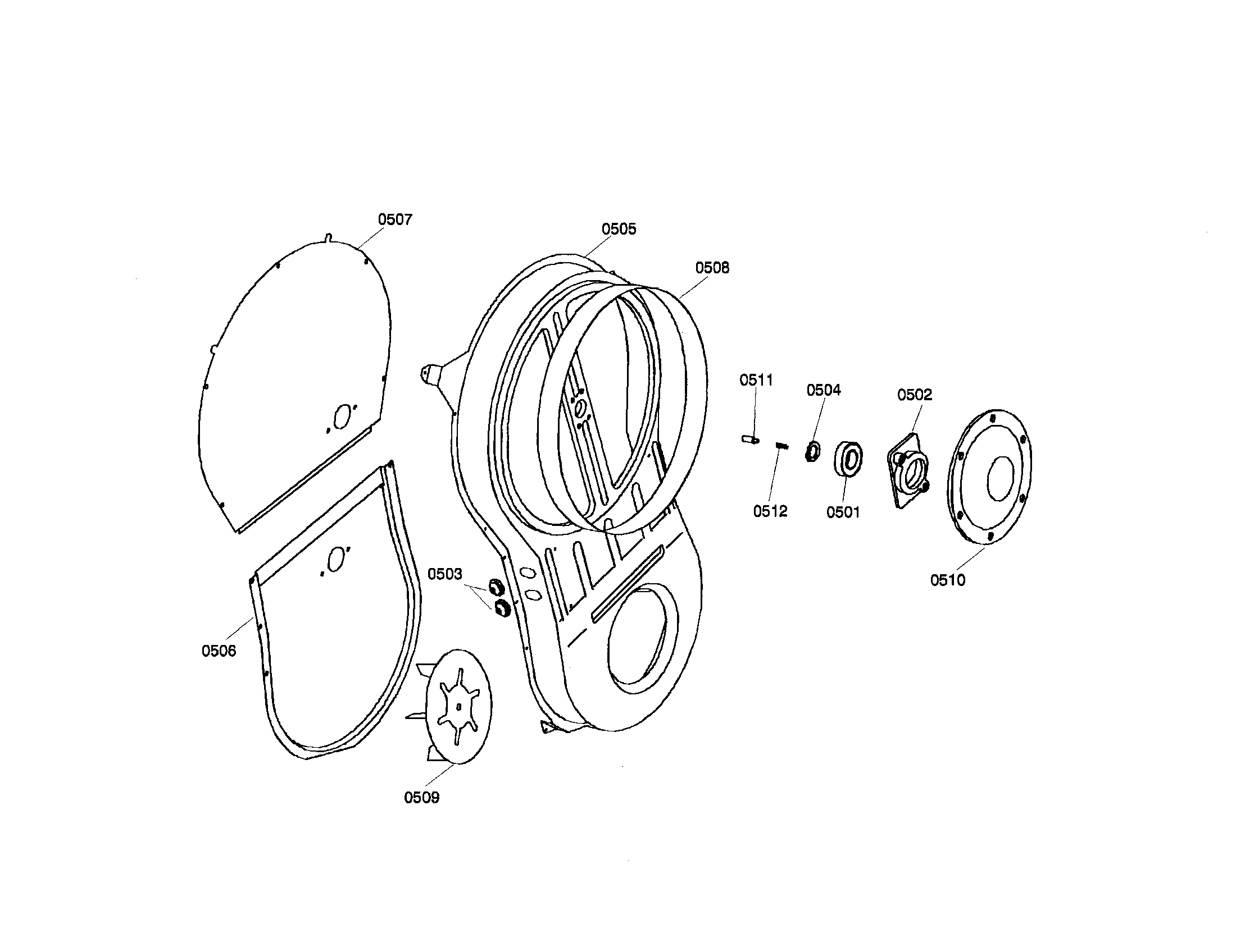 FAN WHEEL AND DRUM FLANGE