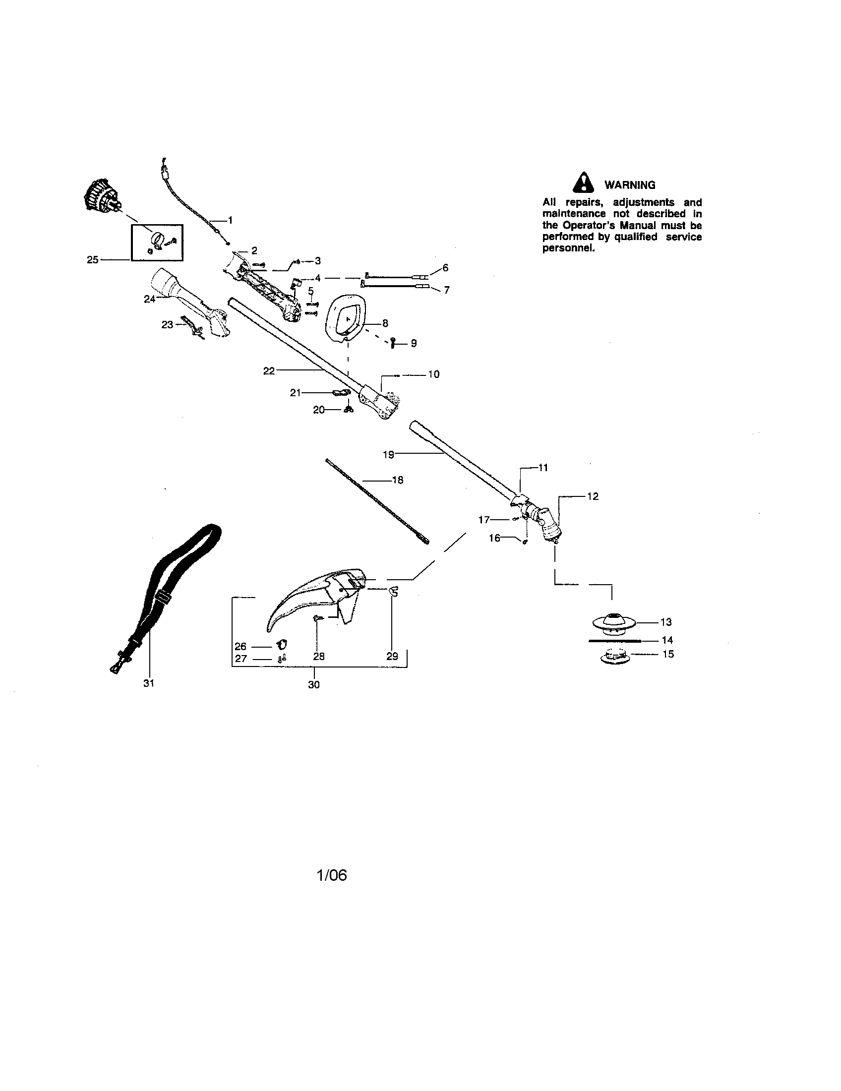 Driveshaft/shield/handle