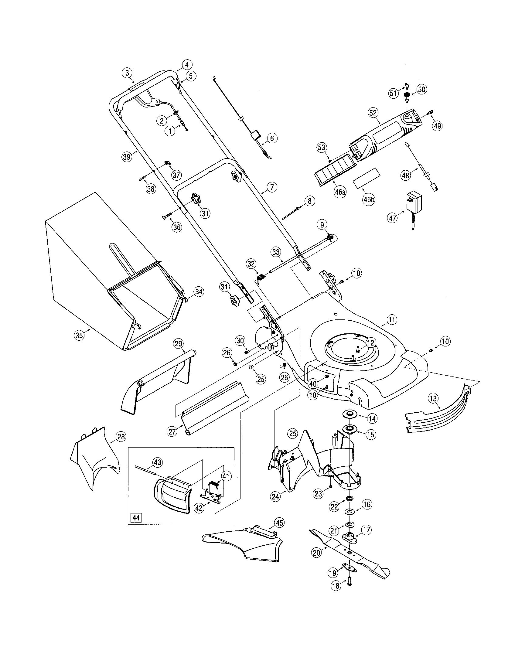Deck/drive control/grass catcher