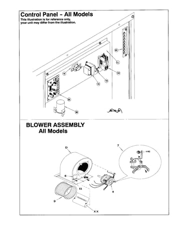 Control panel/blower assembly