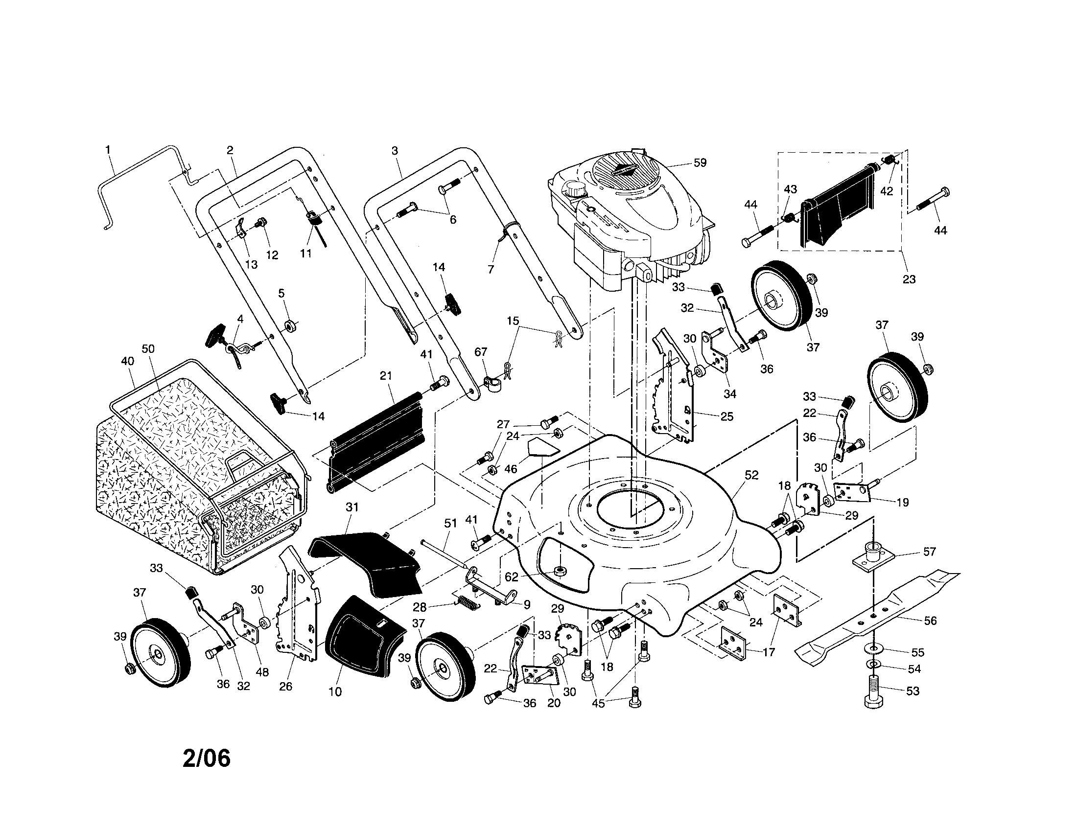 Handle/engine/wheels