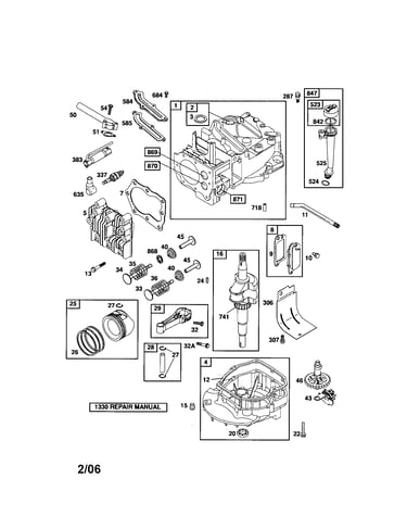 Cylinder/crankshaft/sump-engine