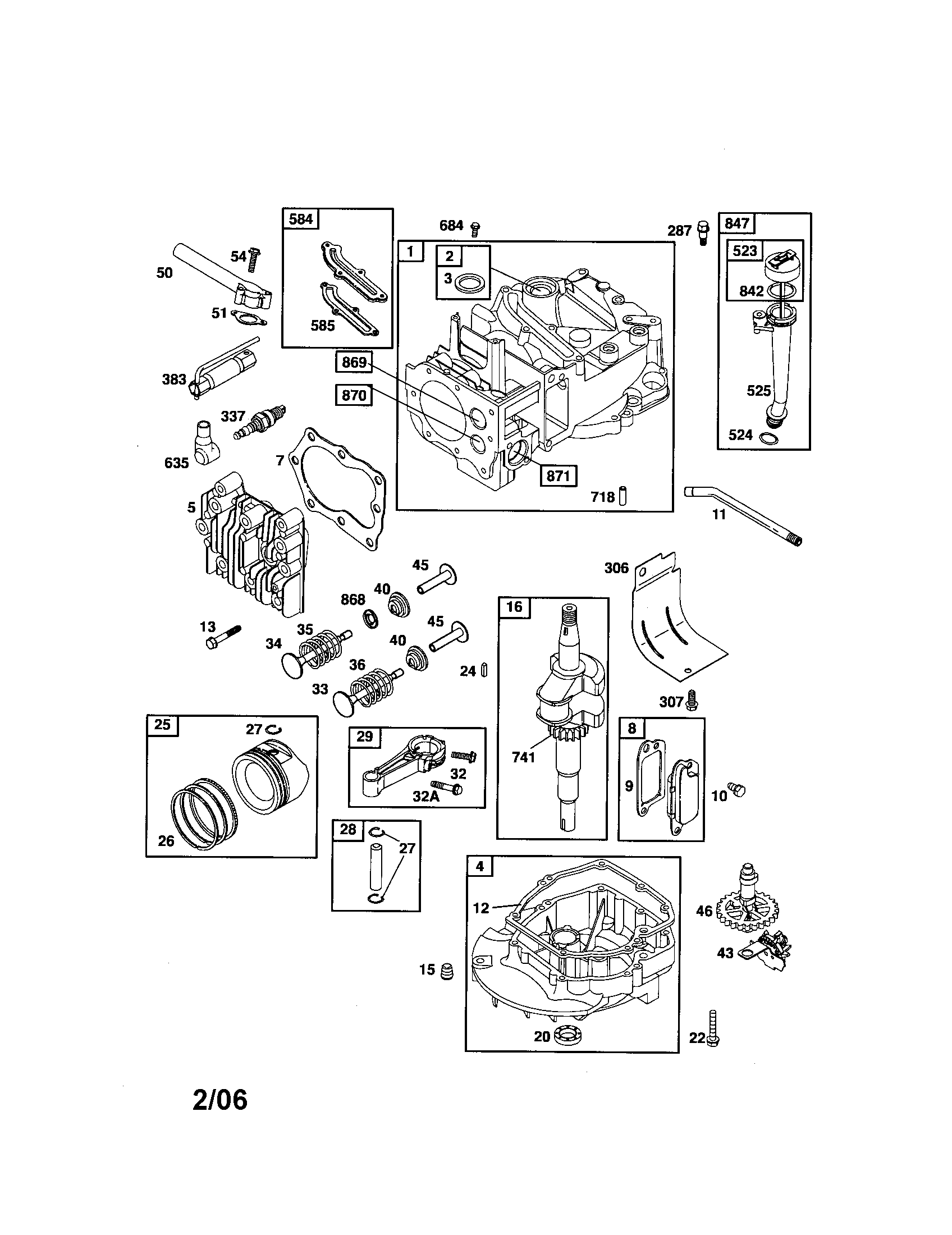 Cylinder/crankshaft/sump-engine