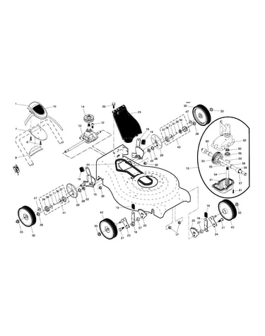 Gear case/wheels/drive control