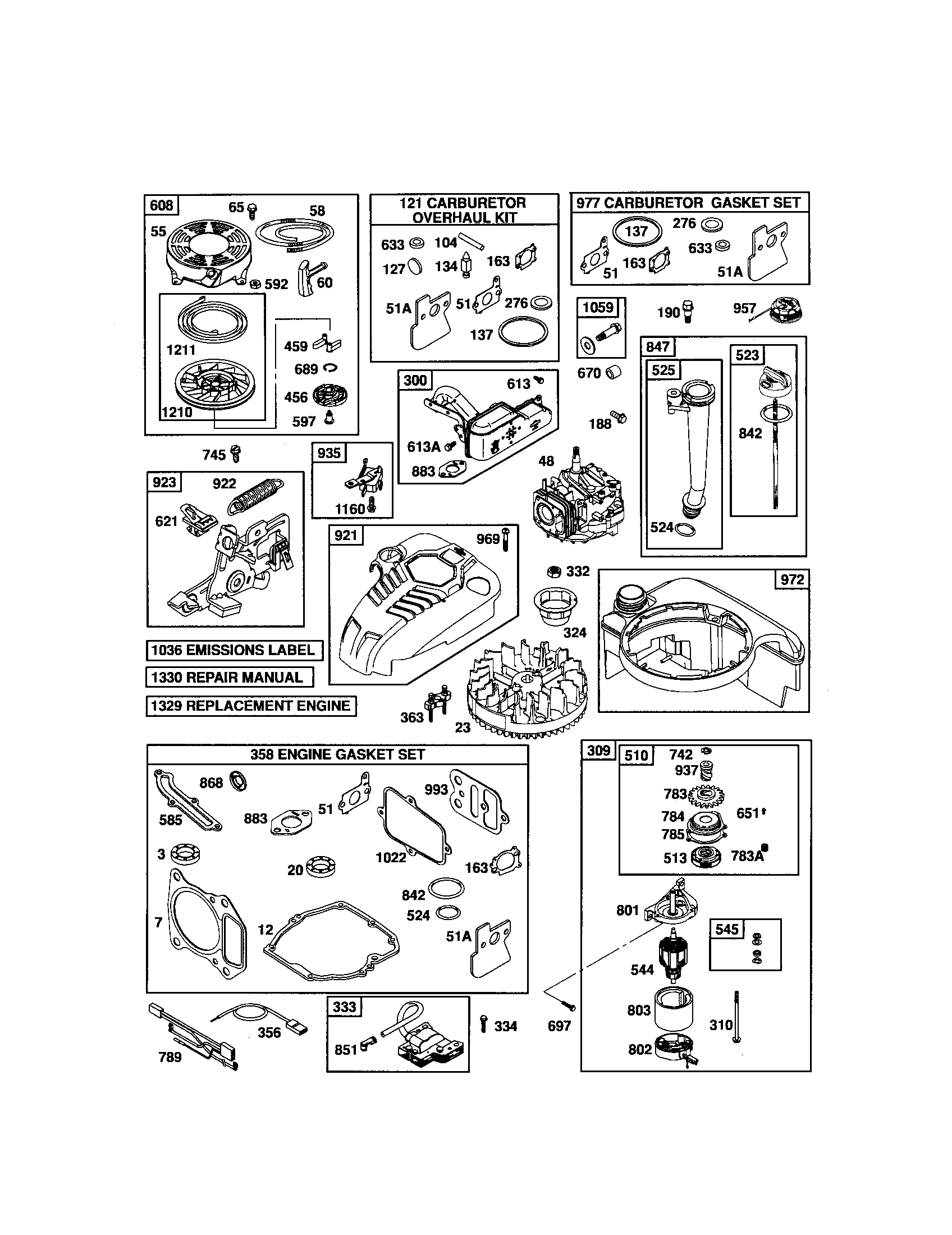 Gasket sets/motor-starter/fuel tank