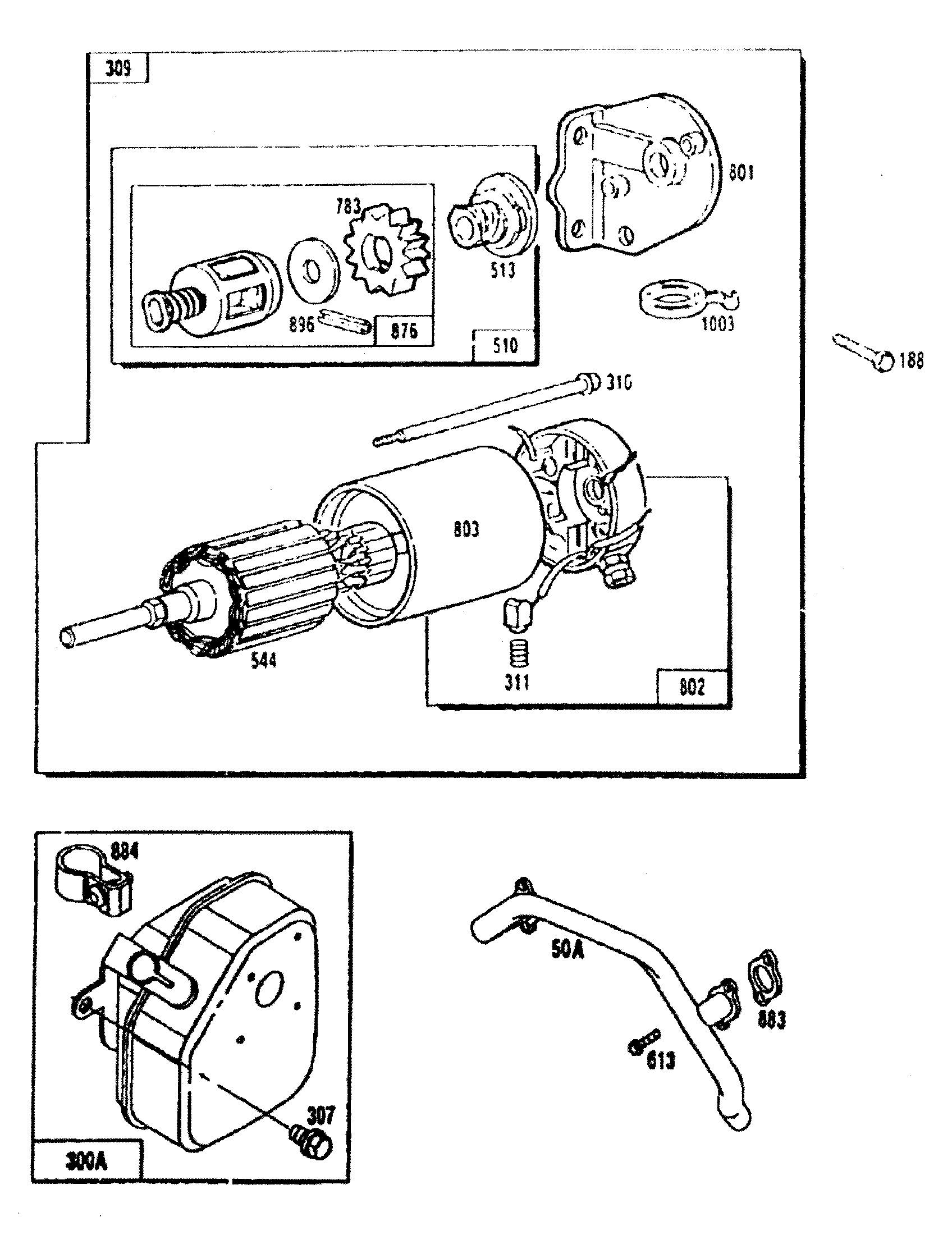 STARTER MOTOR/EXHAUST MUFFLER