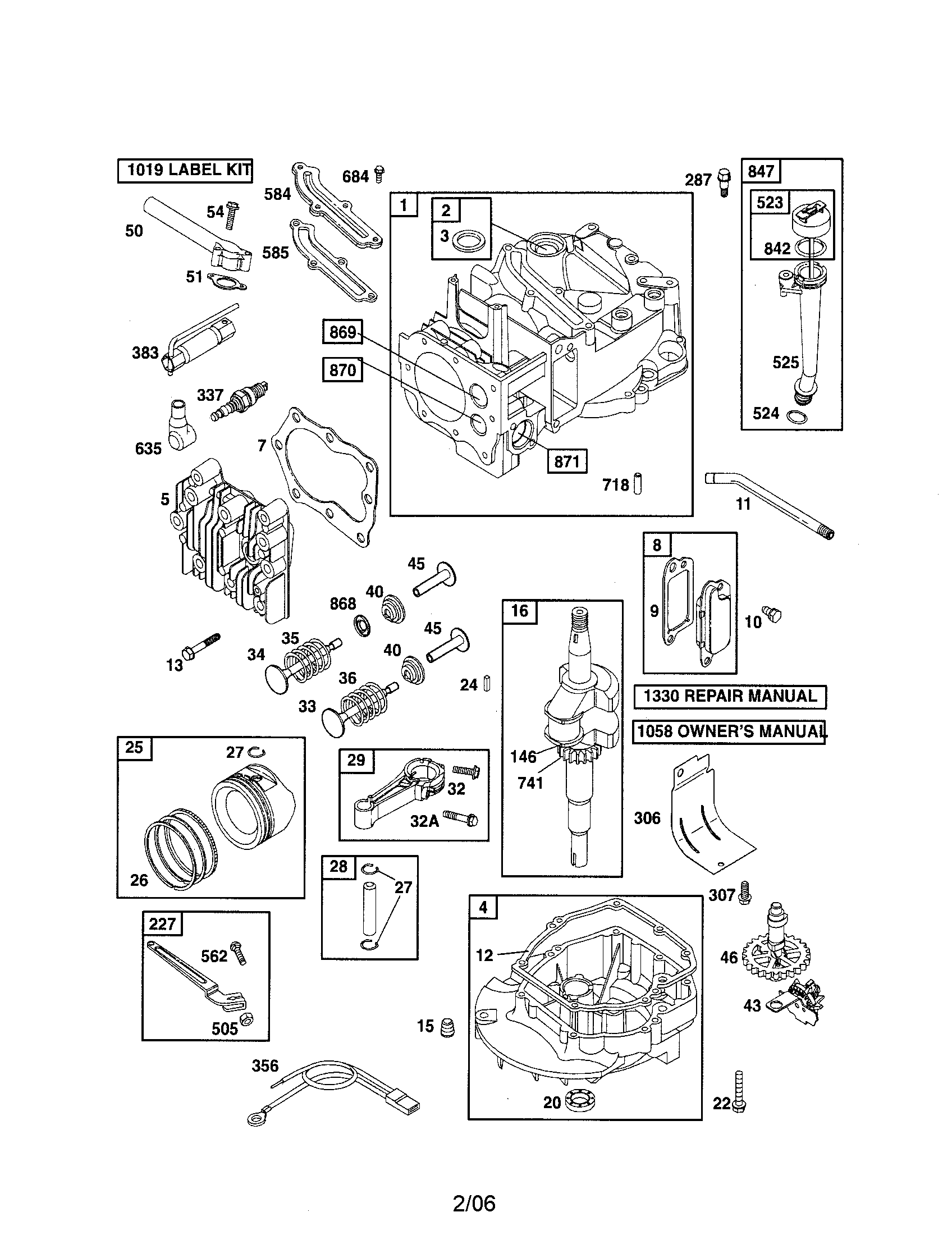 Cylinder/crankshaft/sump-engine