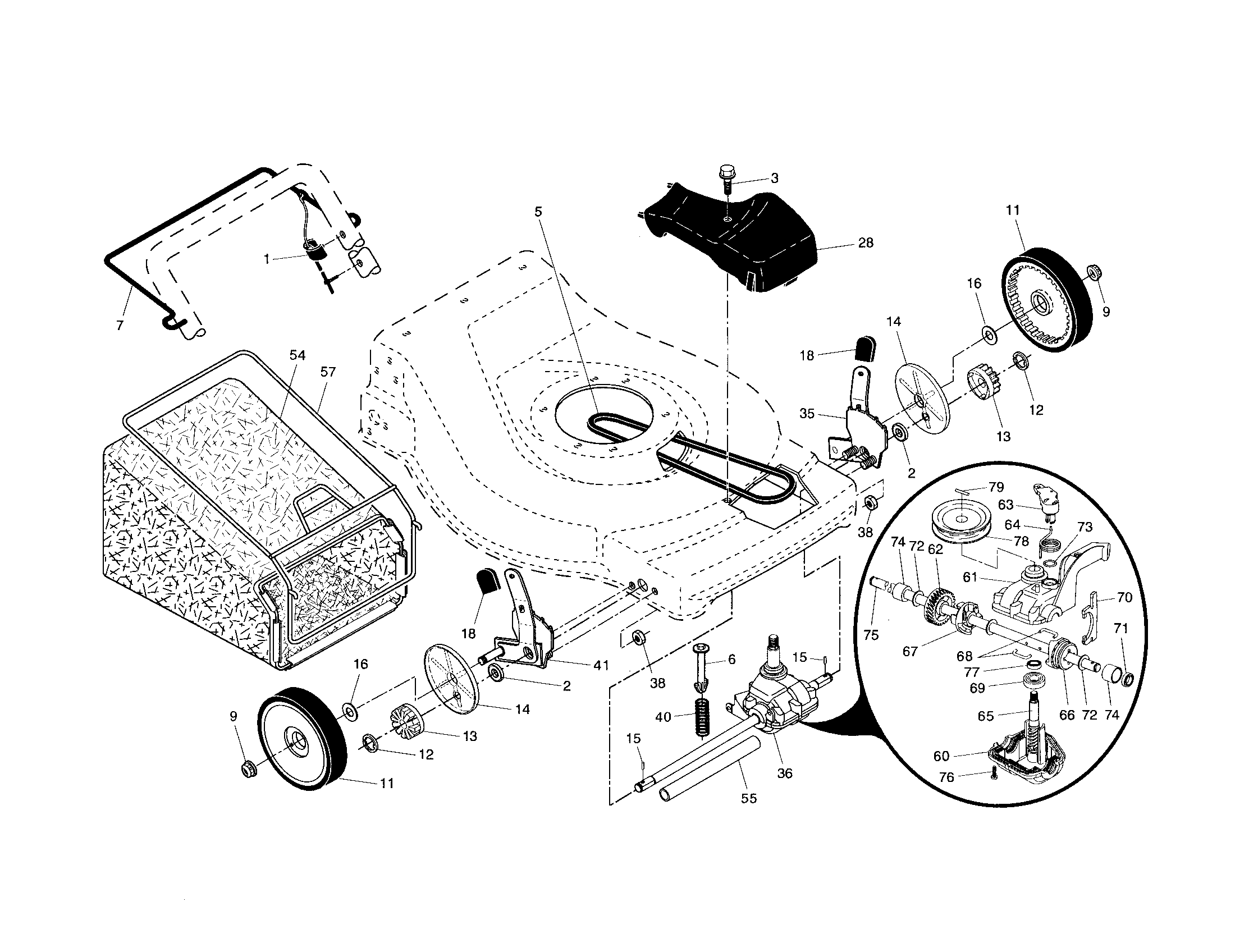 Drive control/gear case/wheels