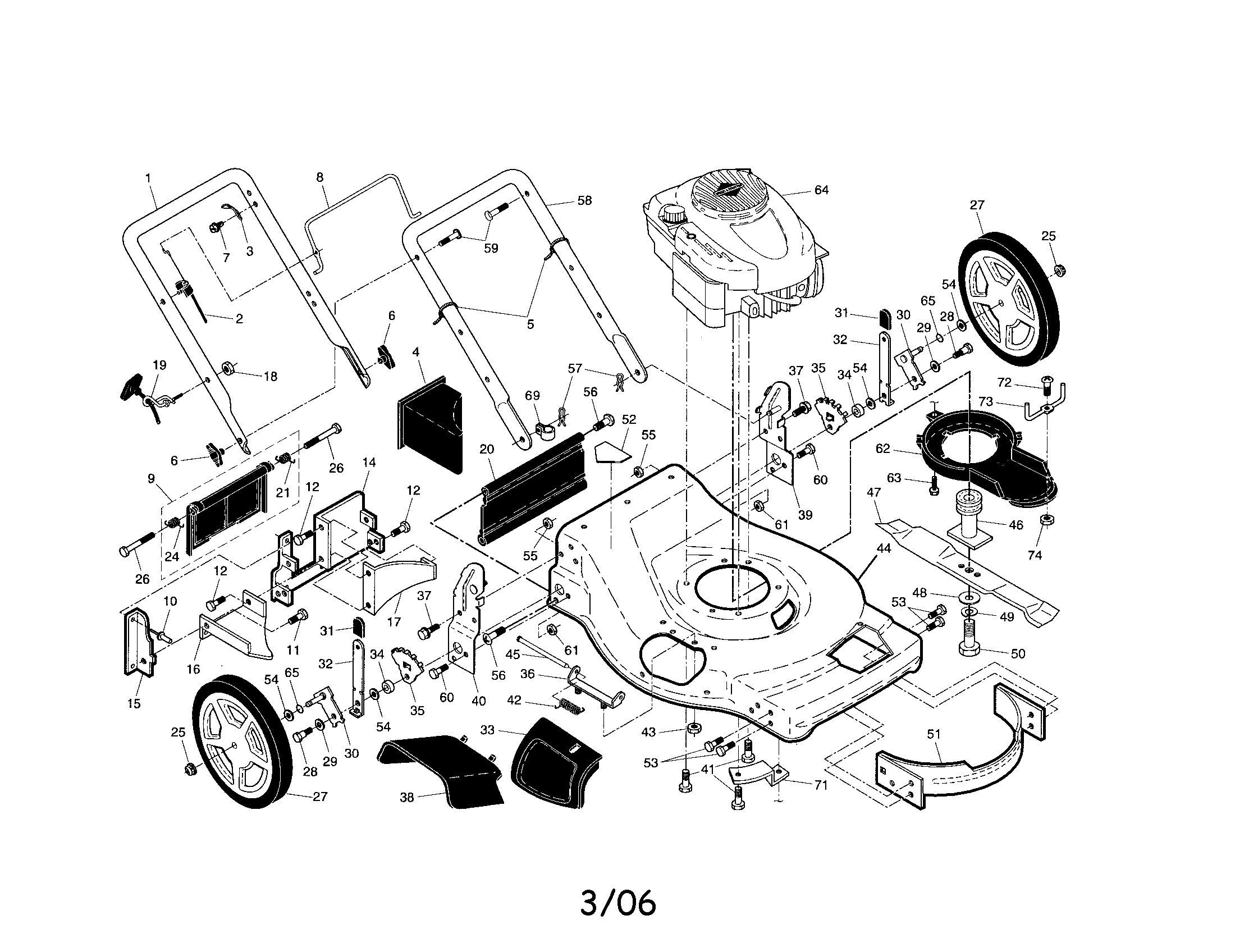 Engine/housing/handle