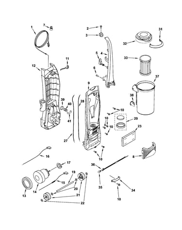 Dust compartment and motor