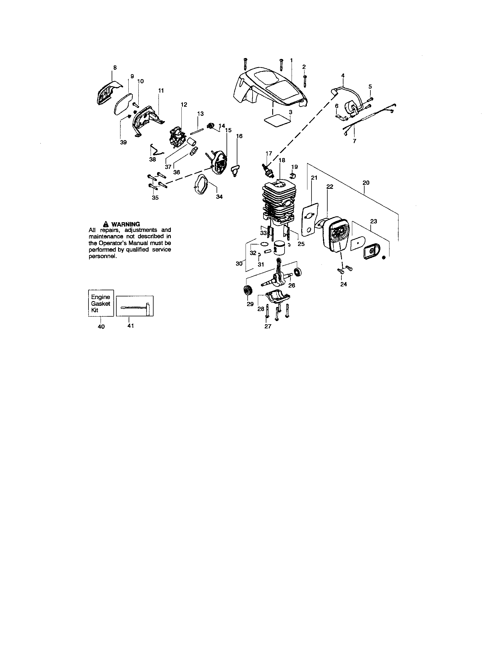 Cylinder/shield/crankshaft
