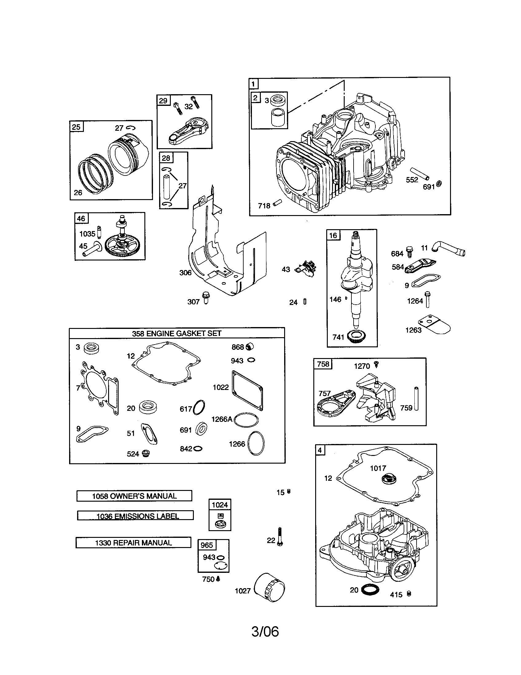 Cylinder/crankshaft/sump-engine