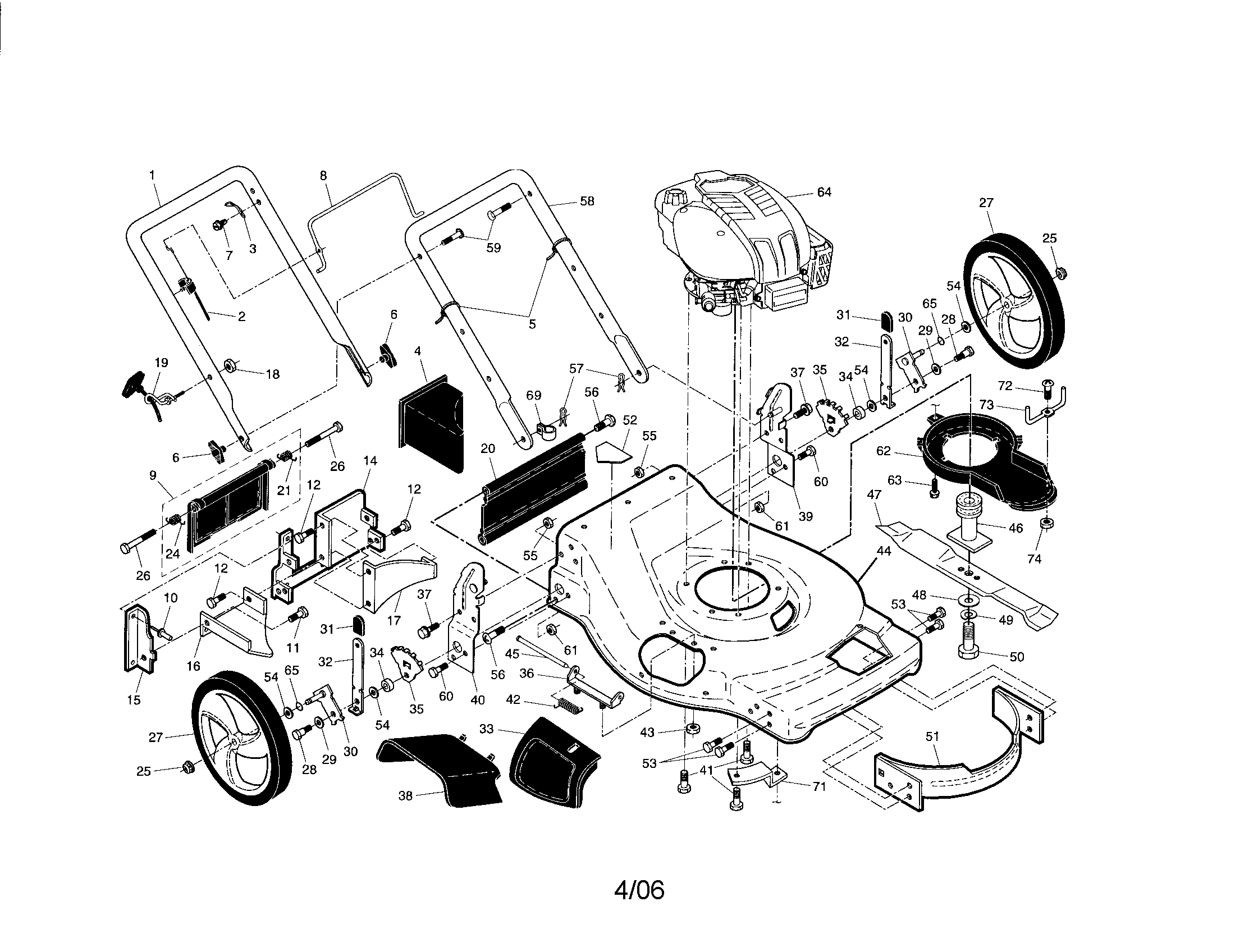 Engine/housing/handle