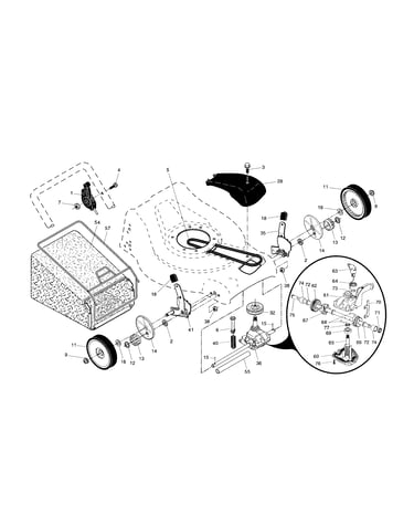 Control cable/gear case/wheels