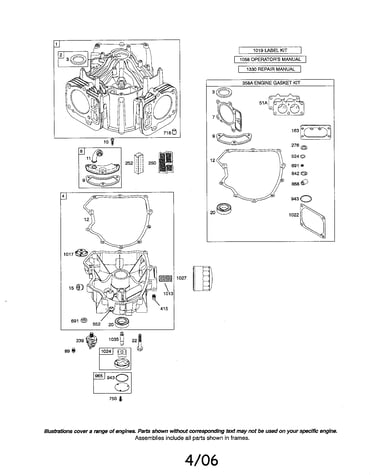 Cylinder/sump-engine/gasket kit