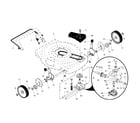 Poulan 96122000500 wheels/gear case/drive control diagram