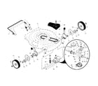 Poulan 96122000501 drive control/gear case/wheels diagram