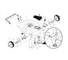 Poulan XT522SHP drive control/gear case/wheels diagram