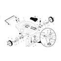 Poulan 96122001200 drive control/gear case/wheels diagram