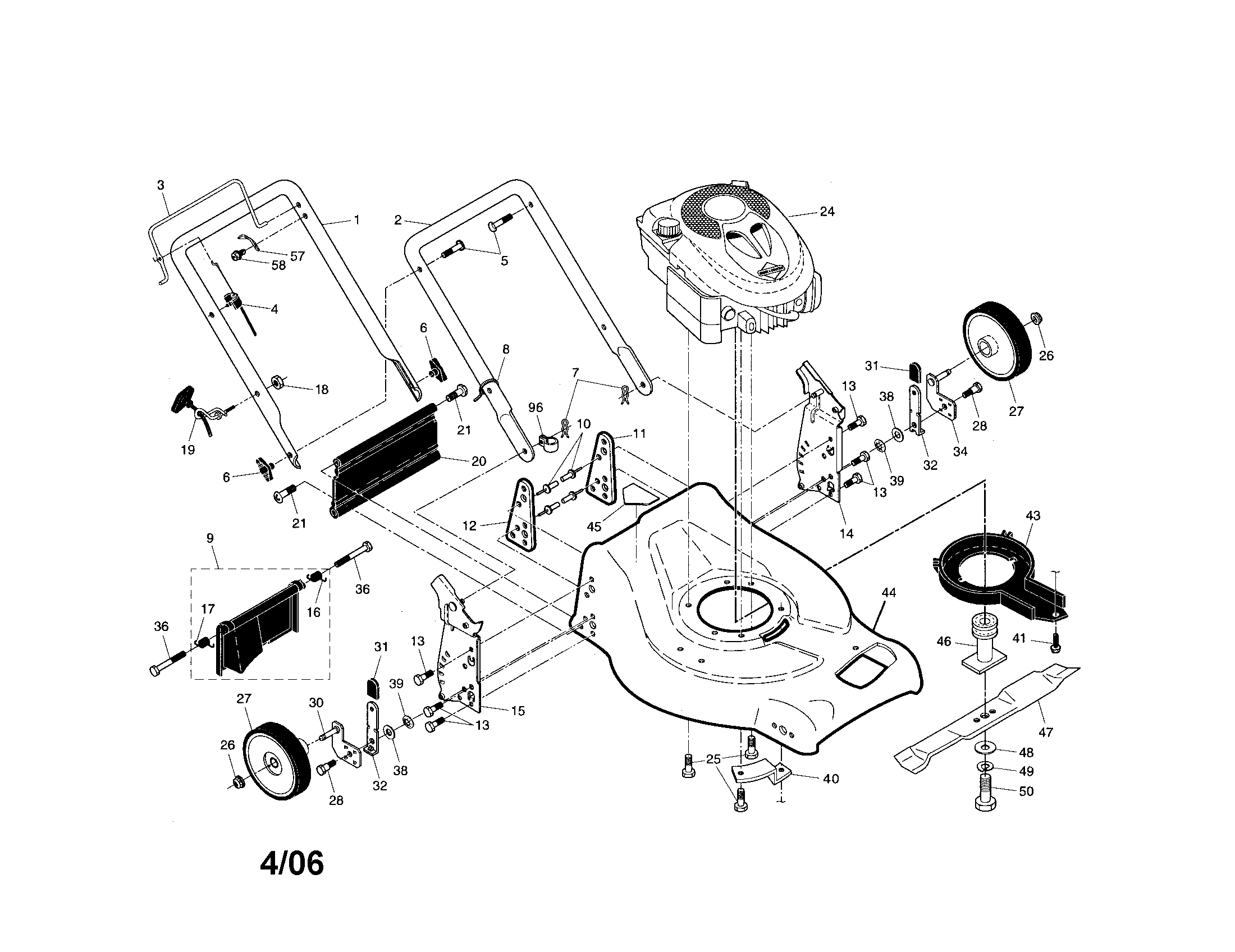 Engine/housing/handle