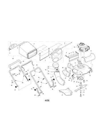 Engine/housing/handle/grassbag