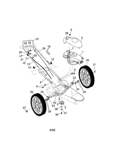 Engine and wheels