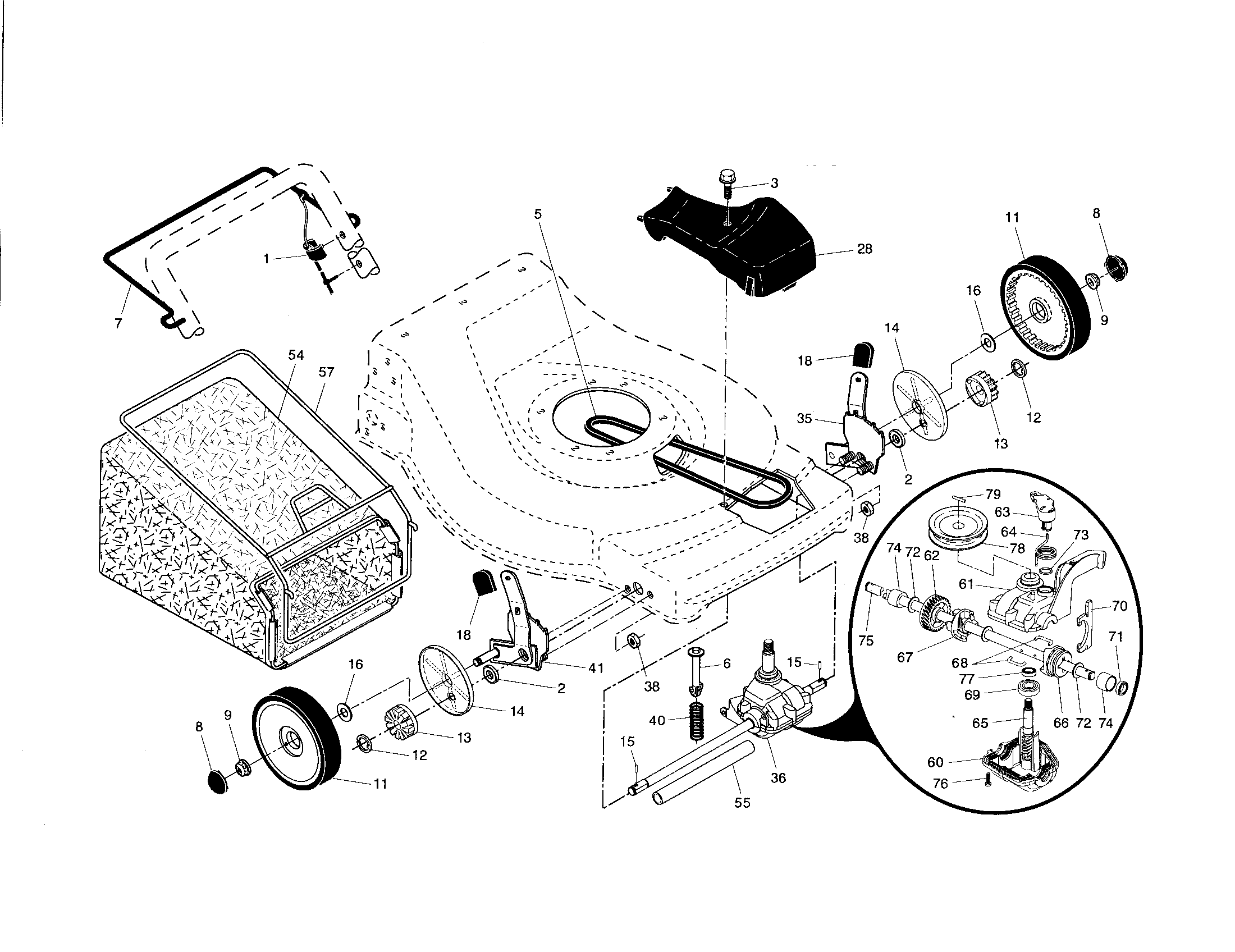 Drive control/gear case/wheels