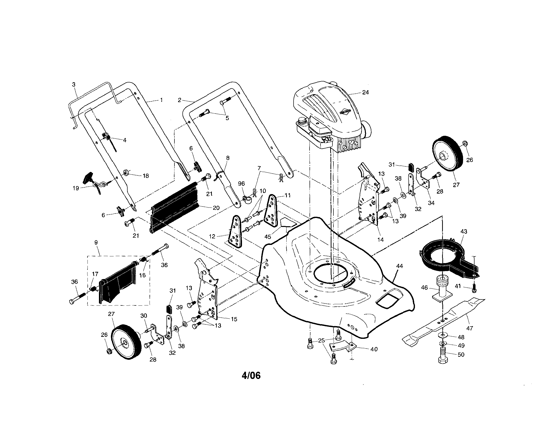 Engine/housing/handle