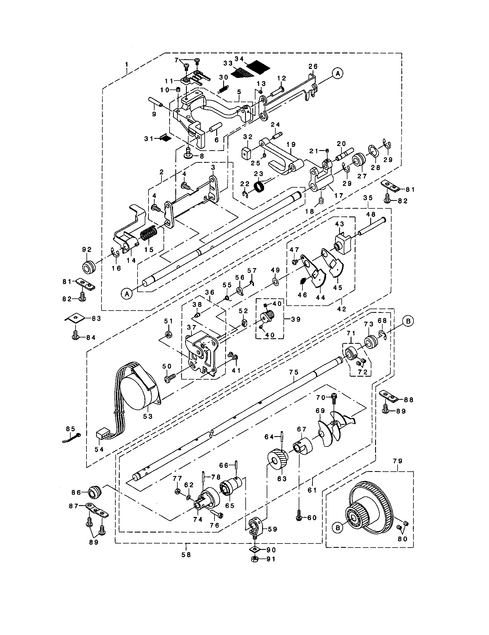 Feed/hook driving shaft