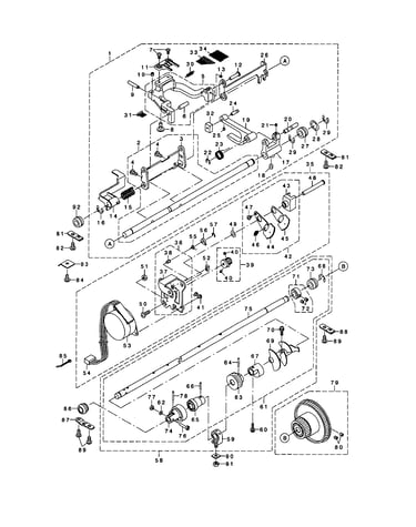 Feed/hook driving shaft