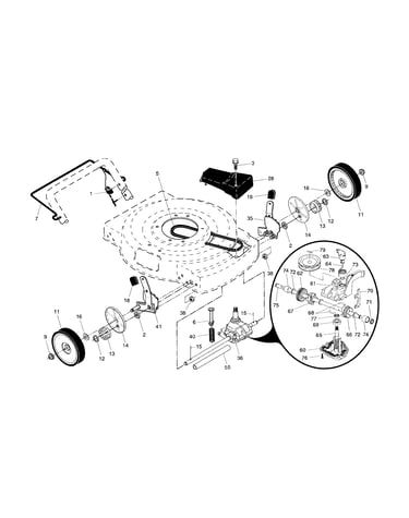 Drive control/gear case/wheels