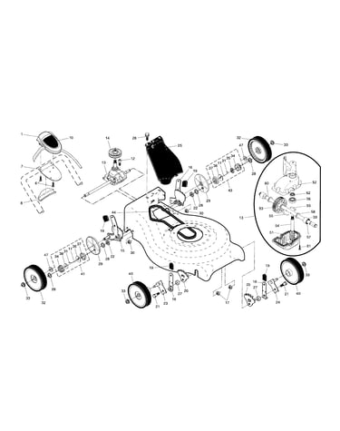 Drive control/gear case/wheels