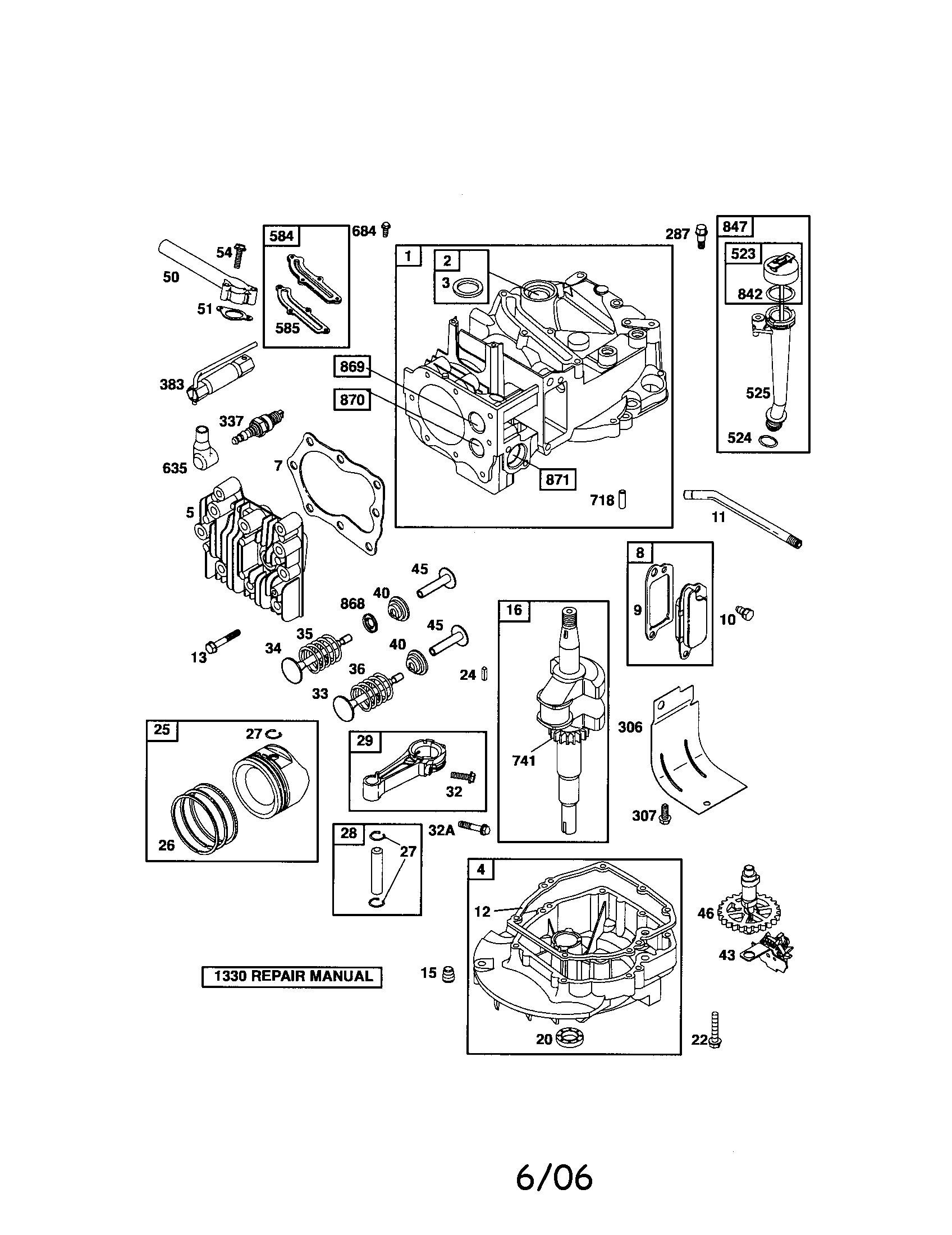 Cylinder/crankshaft/sump